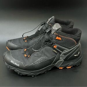 Salewa Ultra Flex Mid GTX Hiking Boots Mens Size 10.5 Black Orange